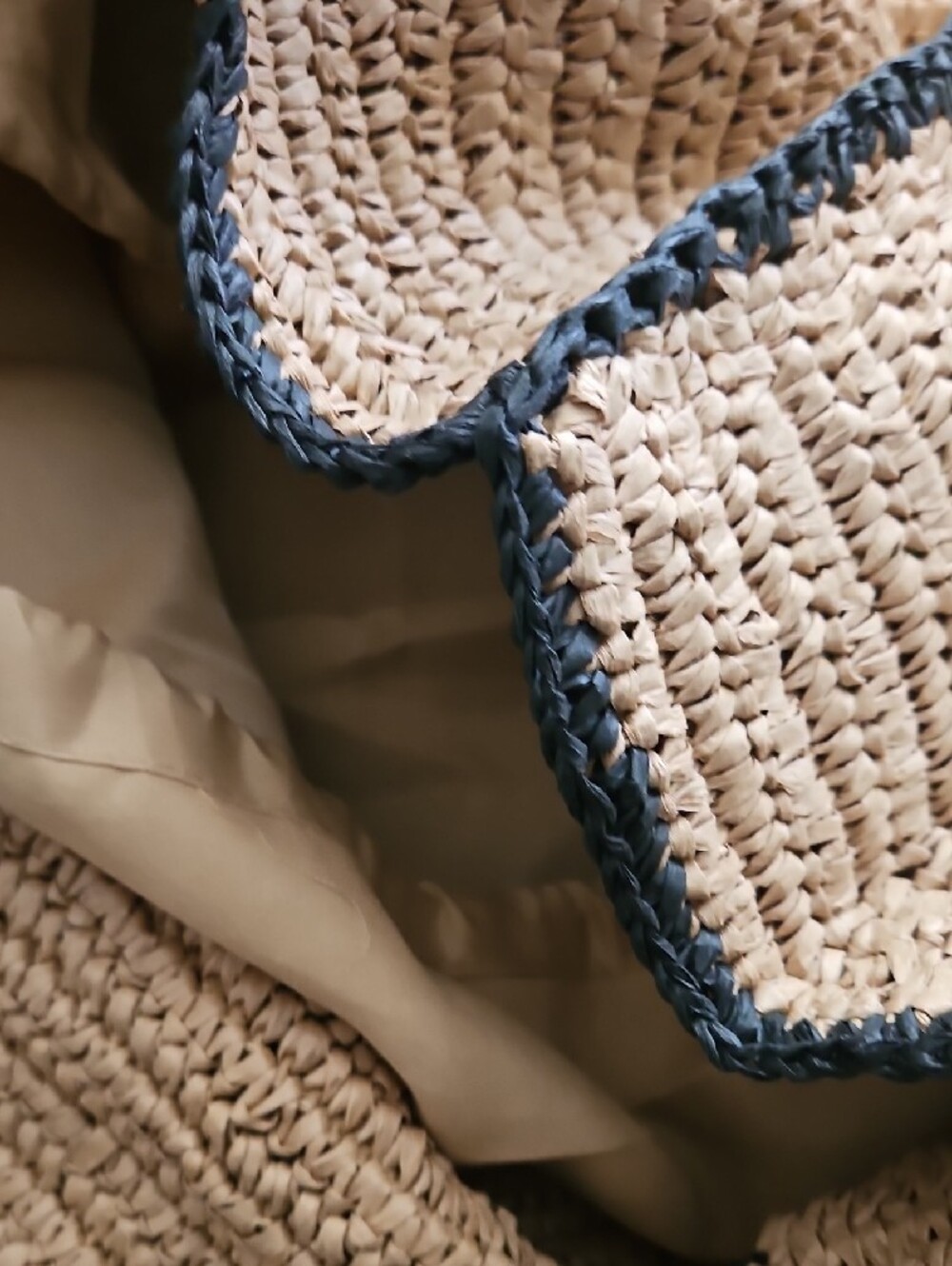 Raffia Satchel Tote in Tan with Black Trim and Gold Logo-Designer Inspired - Picture 6 of 10